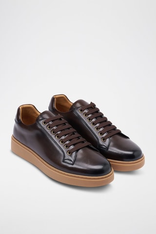 Leren Sneakers Regular - Donkerbruin