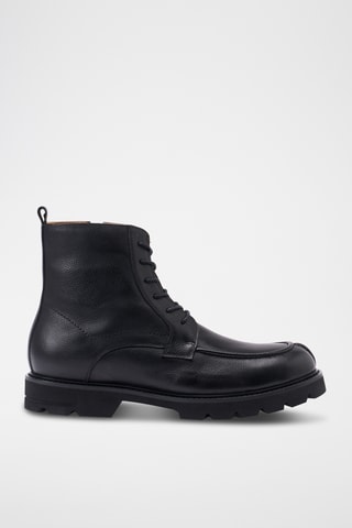 Boots regular em couro - Preto