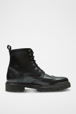 Boots regular em couro - Preto