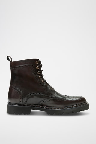 Boots regular em couro - Castanho