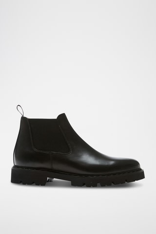 Boots regular em couro - Preto