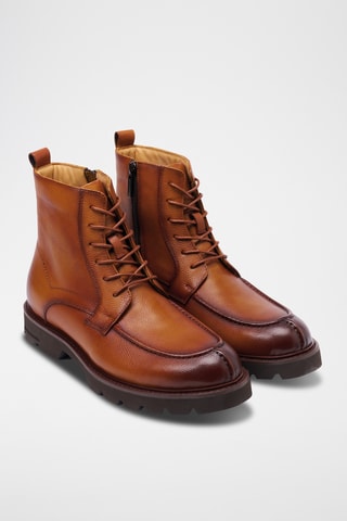 Boots regular em couro - Castanho