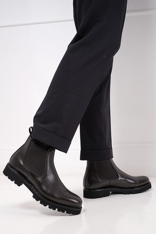 Boots regular em couro - Castanho-escuro