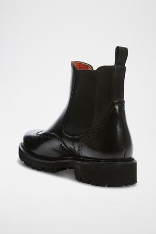 Boots regular em couro - Preto
