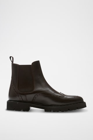 Boots regular em couro - Castanho-escuro
