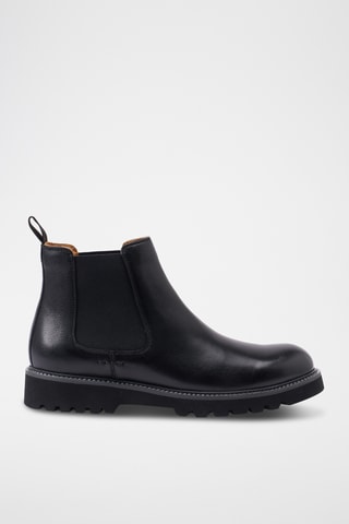 Boots Chelsea regular em couro - Preto