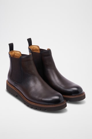 Boots Chelsea regular em couro - Castanho
