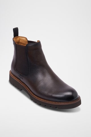 Boots Chelsea regular em couro - Castanho