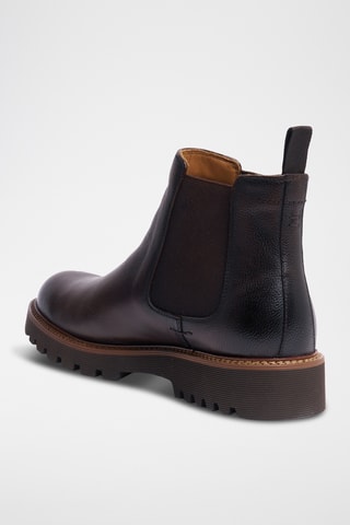 Boots Chelsea regular em couro - Castanho