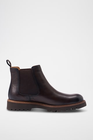 Boots Chelsea regular em couro - Castanho