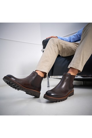 Boots Chelsea regular em couro - Castanho