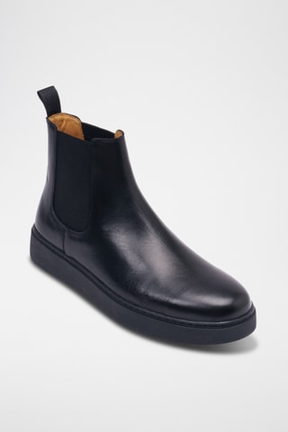 Boots Chelsea regular em couro - Preto