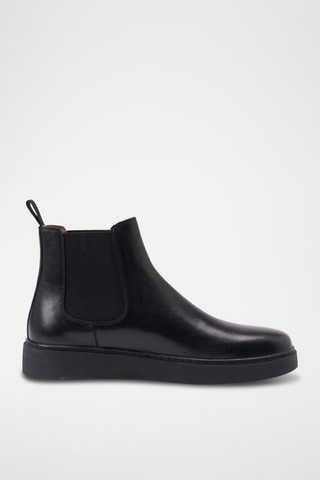 Boots Chelsea regular em couro - Preto