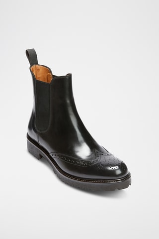 Botins Chelsea regular em couro - Preto