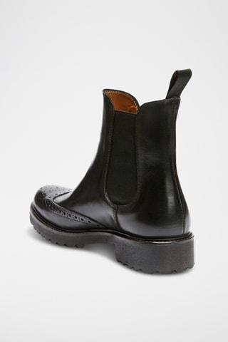 Botins Chelsea regular em couro - Preto