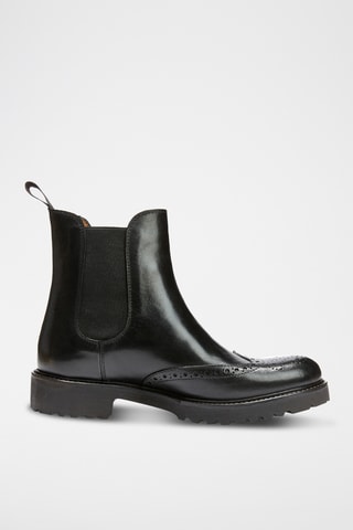 Botins Chelsea regular em couro - Preto