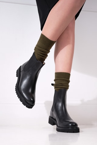 Botins regular em couro - Preto