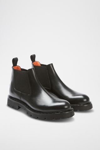 Botins Chelsea regular em couro - Preto