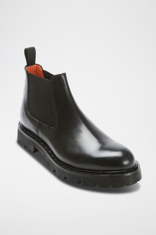 Botins Chelsea regular em couro - Preto