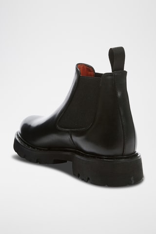 Botins Chelsea regular em couro - Preto