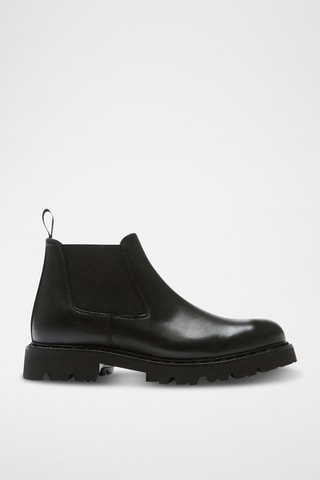 Botins Chelsea regular em couro - Preto