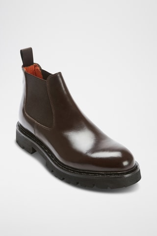 Botins Chelsea regular em couro - Castanho