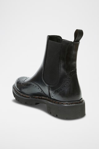 Botins Chelsea regular em couro - Preto