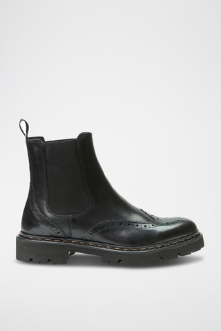 Botins Chelsea regular em couro - Preto