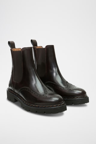Botins Chelsea regular em couro - Castanho