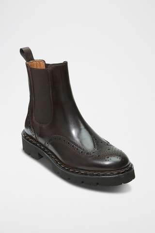 Botins Chelsea regular em couro - Castanho