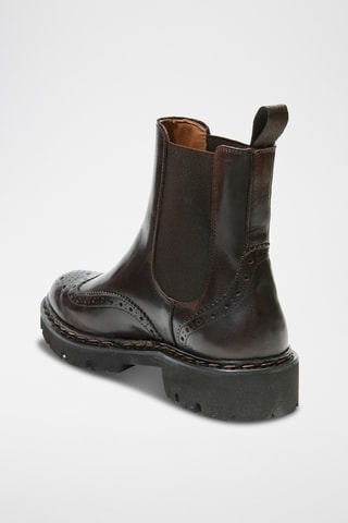 Botins Chelsea regular em couro - Castanho