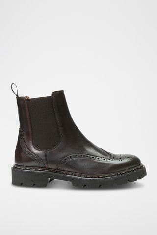 Botins Chelsea regular em couro - Castanho