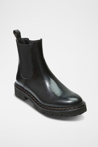 Botins Chelsea regular em couro - Preto