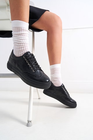 Leren Regular Sneakers - Zwart