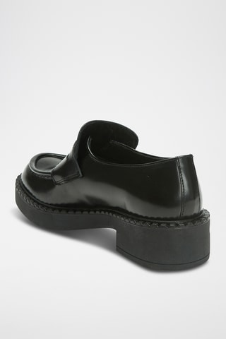 Leren Platform Mocassins Regular - Zwart
