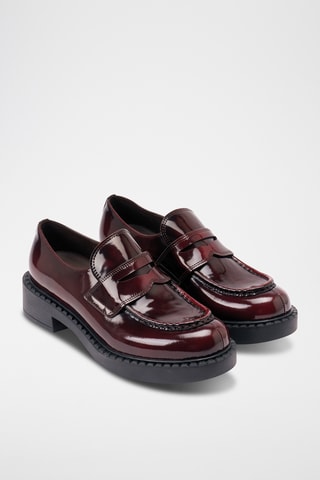 Leren Platform Mocassins Regular - Bordeauxrood