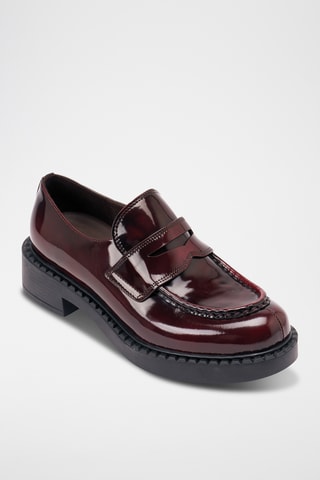 Leren Platform Mocassins Regular - Bordeauxrood