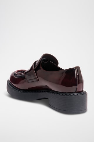 Leren Platform Mocassins Regular - Bordeauxrood