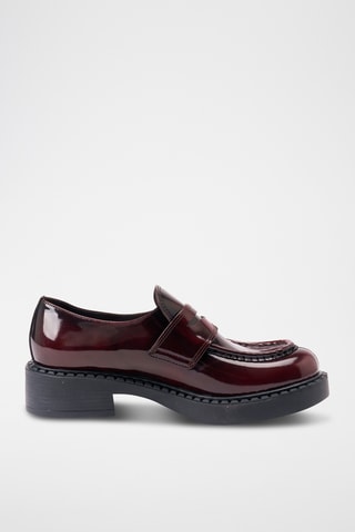 Leren Platform Mocassins Regular - Bordeauxrood
