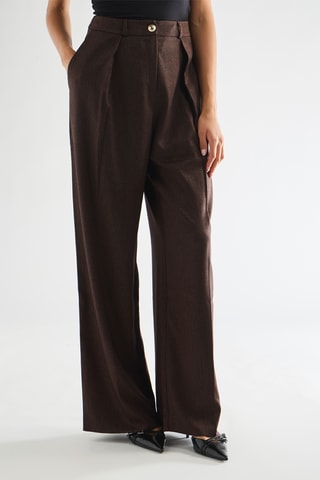 Pantalon taille haute - Marron