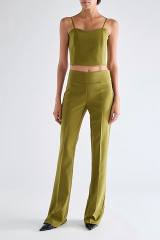Pantalon taille haute - Vert olive