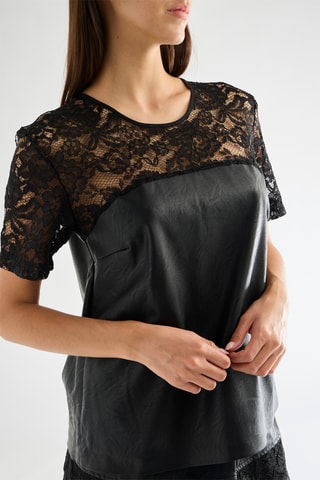 Top bi-matière - Noir
