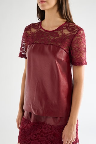 Top bi-matière - Bordeaux