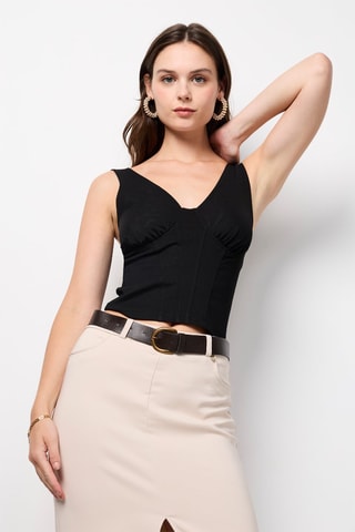 Top bi-matière - Noir