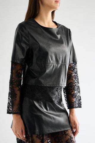 Blouse bi-matière - Noir