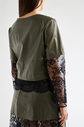 Blouse bi-matière - Kaki