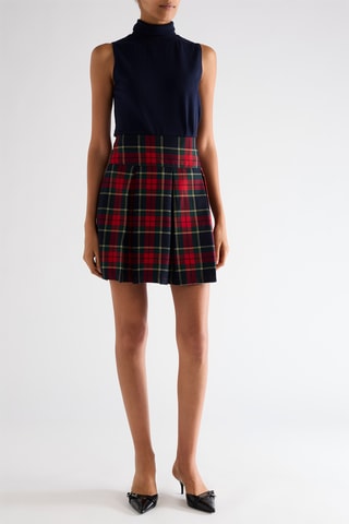 Jupe patineuse taille haute - Rouge