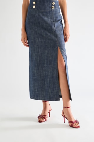 Jupe longue en jean - Bleu