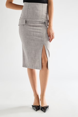 Jupe fourreau taille haute - Gris clair