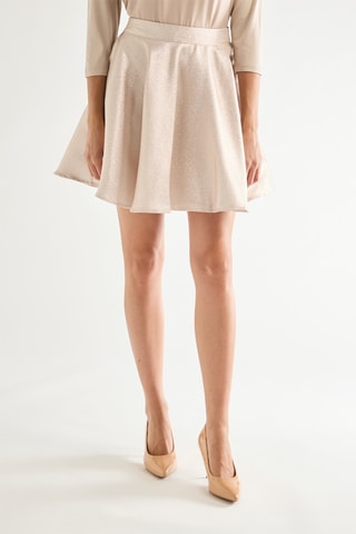 Jupe patineuse en soie taille haute - Beige
